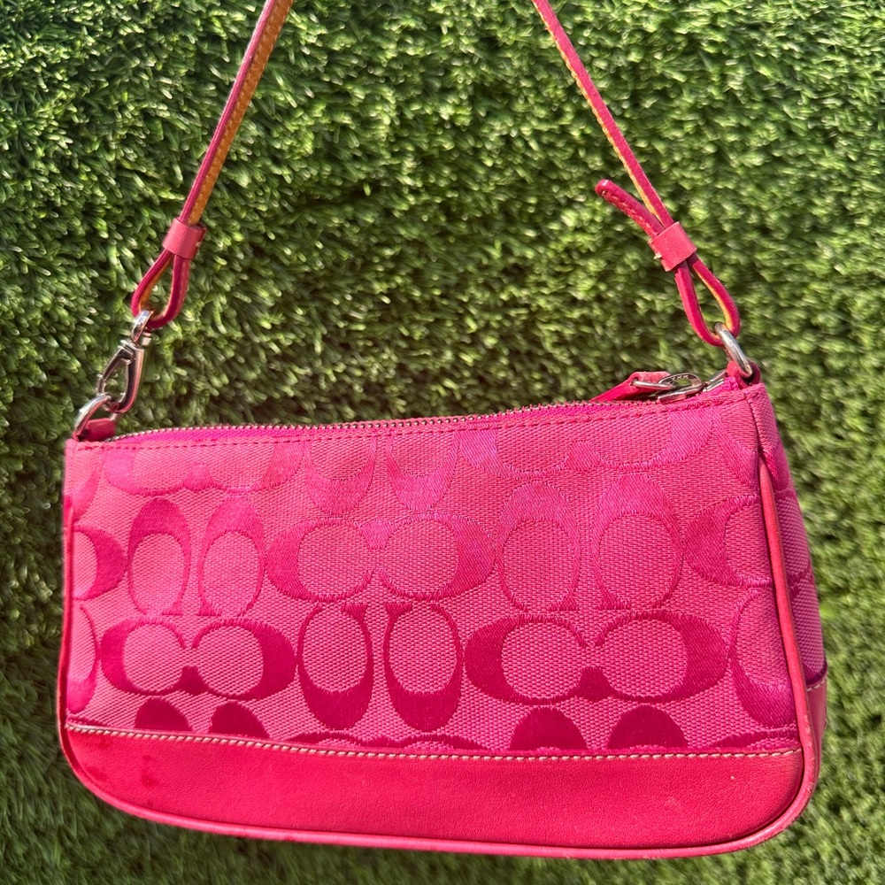 Vintage Y2K Coach pink Denim shoulder bag